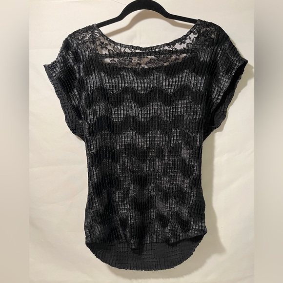 NICOLA Tops - Nicola black textured short sleeve blouse